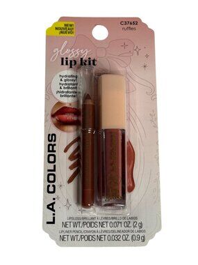 LA Colors Glossy Lip Kit Ruffles Nude Brown Gloss Liner Set